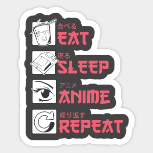 Eat Sleep Anime Repeat Sticker